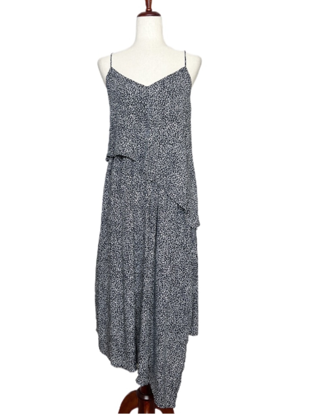 NOM Size L Black Animal‎ Print Beatrice Asymmetrical Nursing Maternity Dress - Picture 2 of 13
